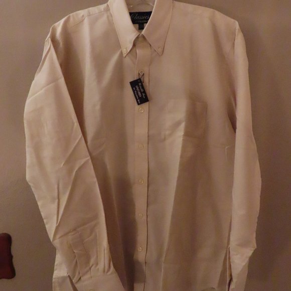 Falcon Bay Men's Long Sleeve Shirt; Buttons; Beige; Size 15 1/2 34-35; NEW - Picture 1 of 2